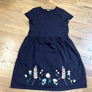 Hannah Anderson Blue Short Sleeve Cotton Flower Dress Girls Size 12
